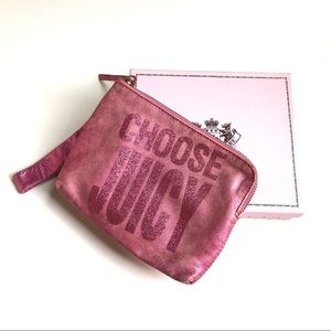 Juicy Couture Glitter Choose Juicy Pink Wristlet